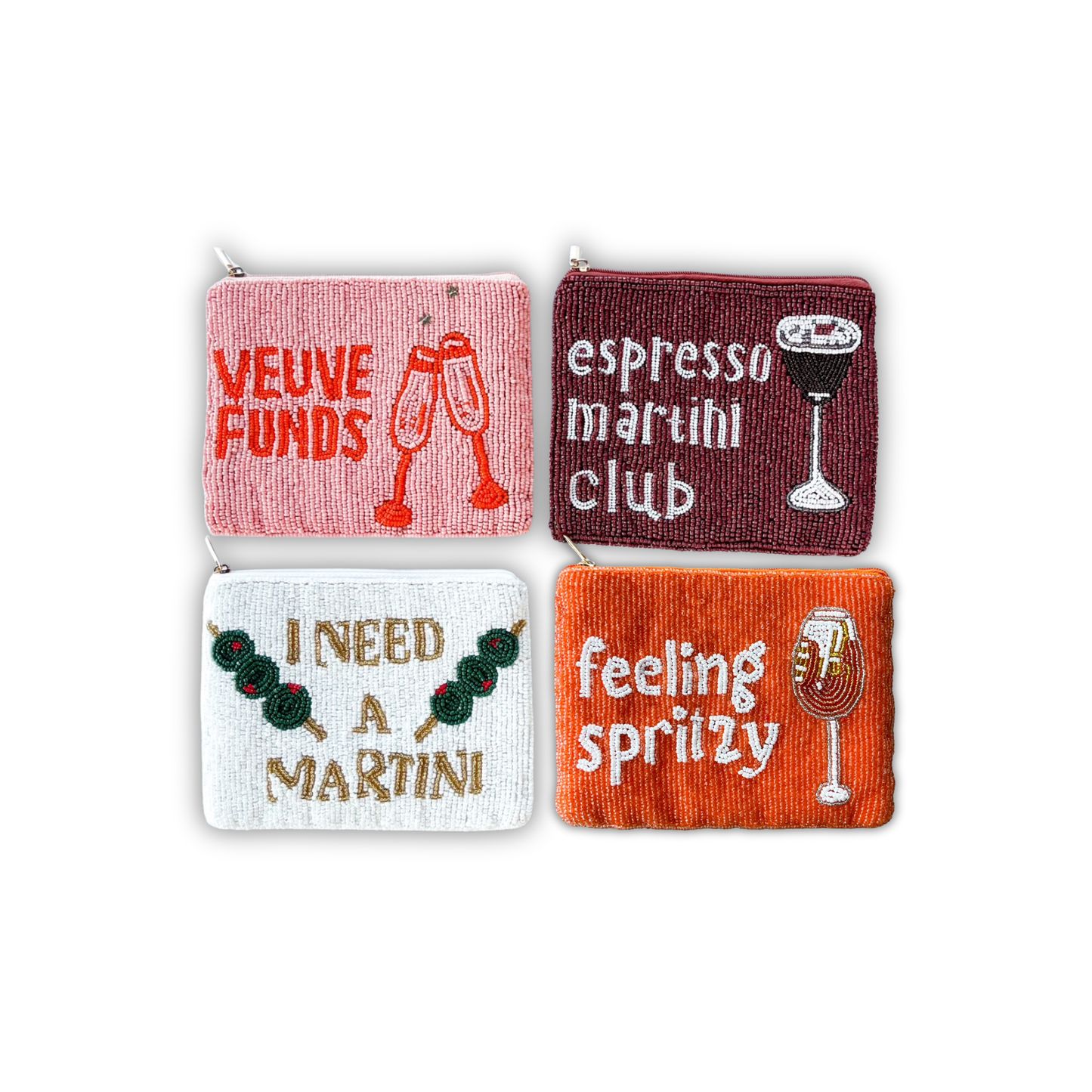 XL Beaded Coin Purse - Tipsy Sayings - Coin Pouch