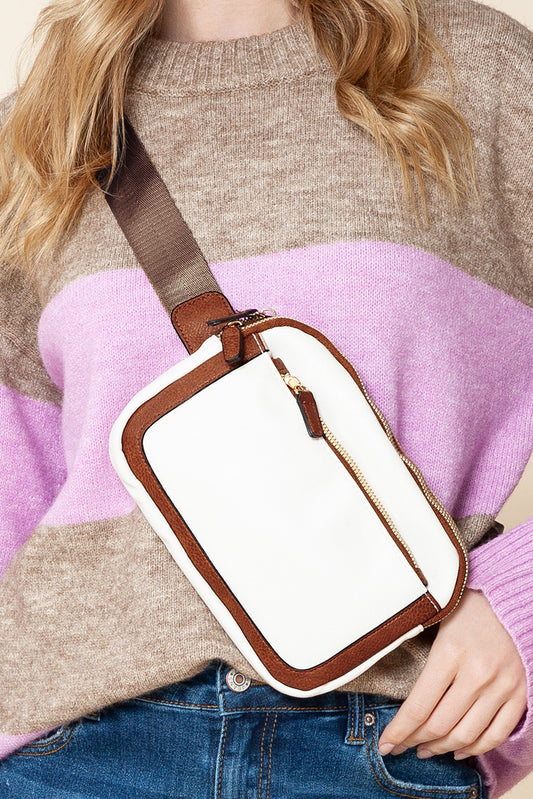 White Adjustable Strap Mini PU Leather Crossbody Bag