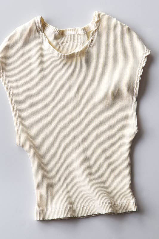 Ribbed Knit Crop Short Sleeve Fitted Casual Spring Top