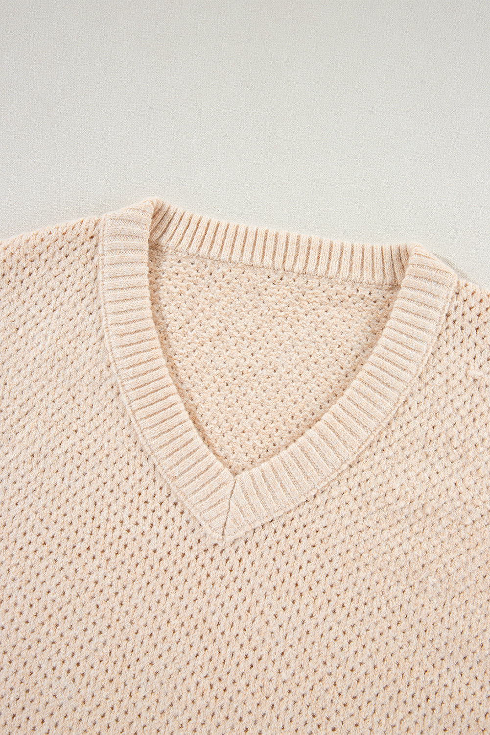 Parchment Plain Oversized Hollowed Knit Sweater