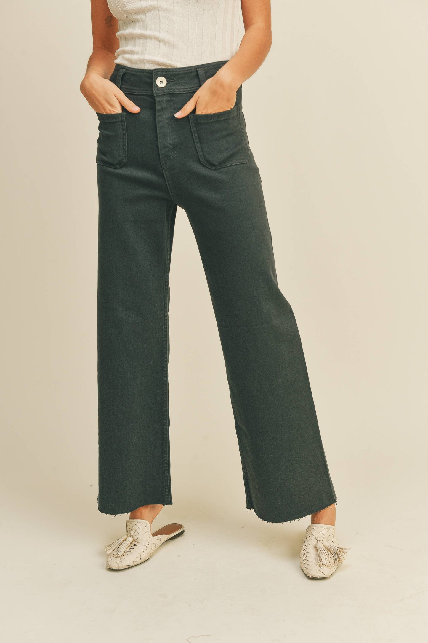 MMP1913   STRAIGHT WIDE LEG PANTS WITH FRONT POCKET