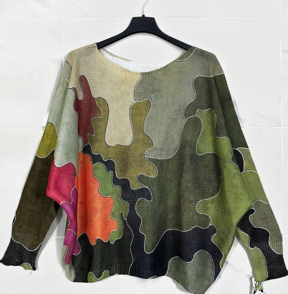 196 One Size Camo Style Printed Sweater LOOWIE