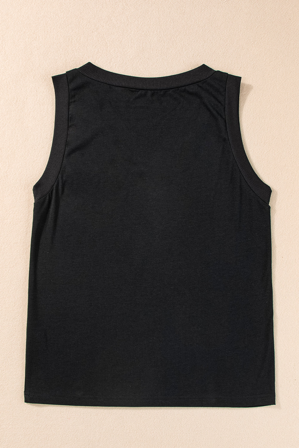 Gray Contrast Trim V-Neck Loose Fit Tank Top