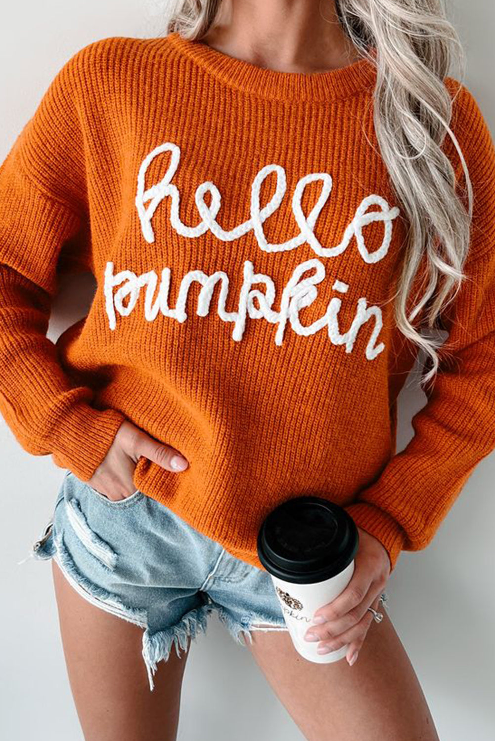 Flamingo Hello Pumpkin Graphic Sweater