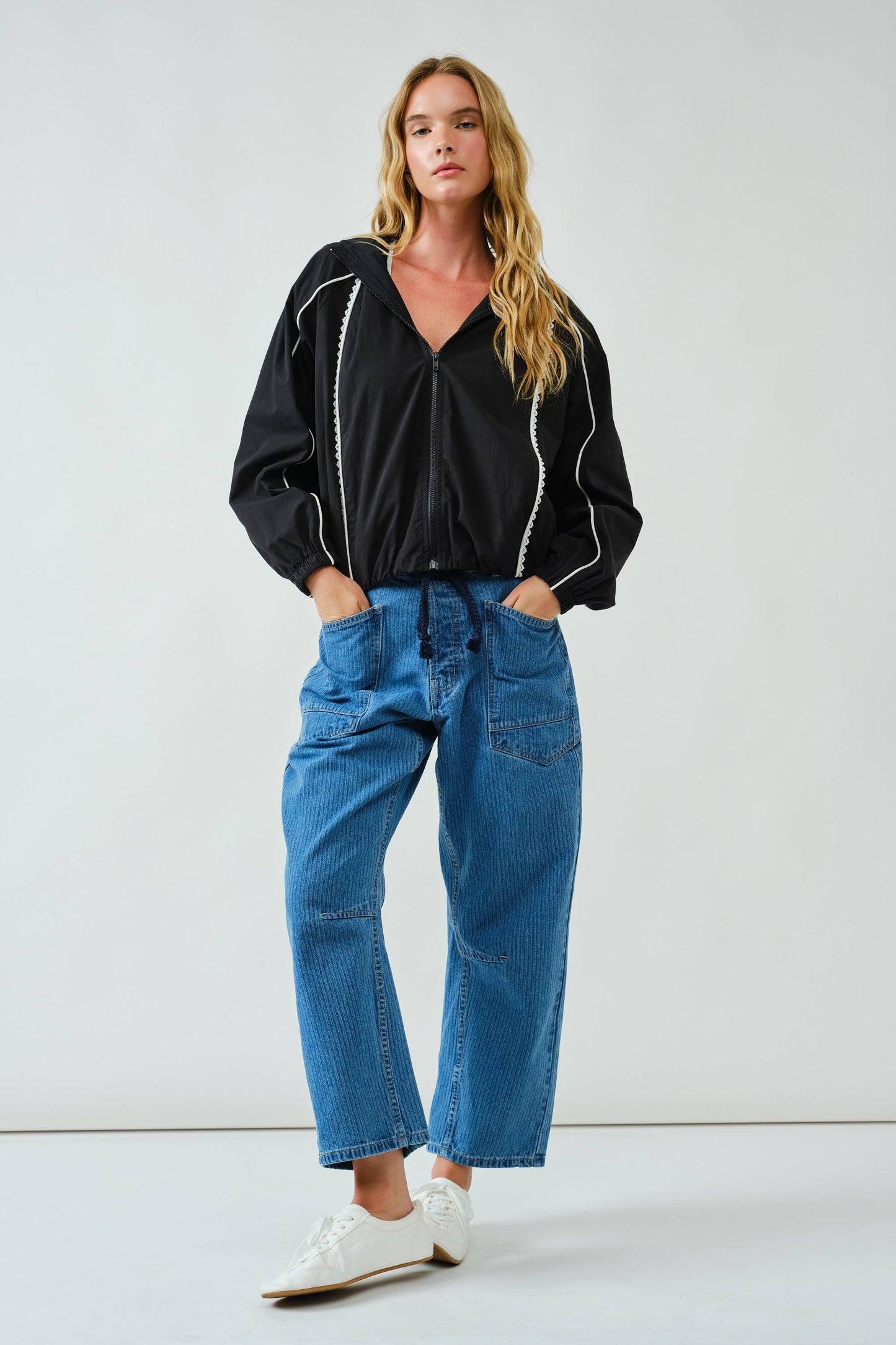 LACE TRIM ACTIVE RAINCOAT JACKET