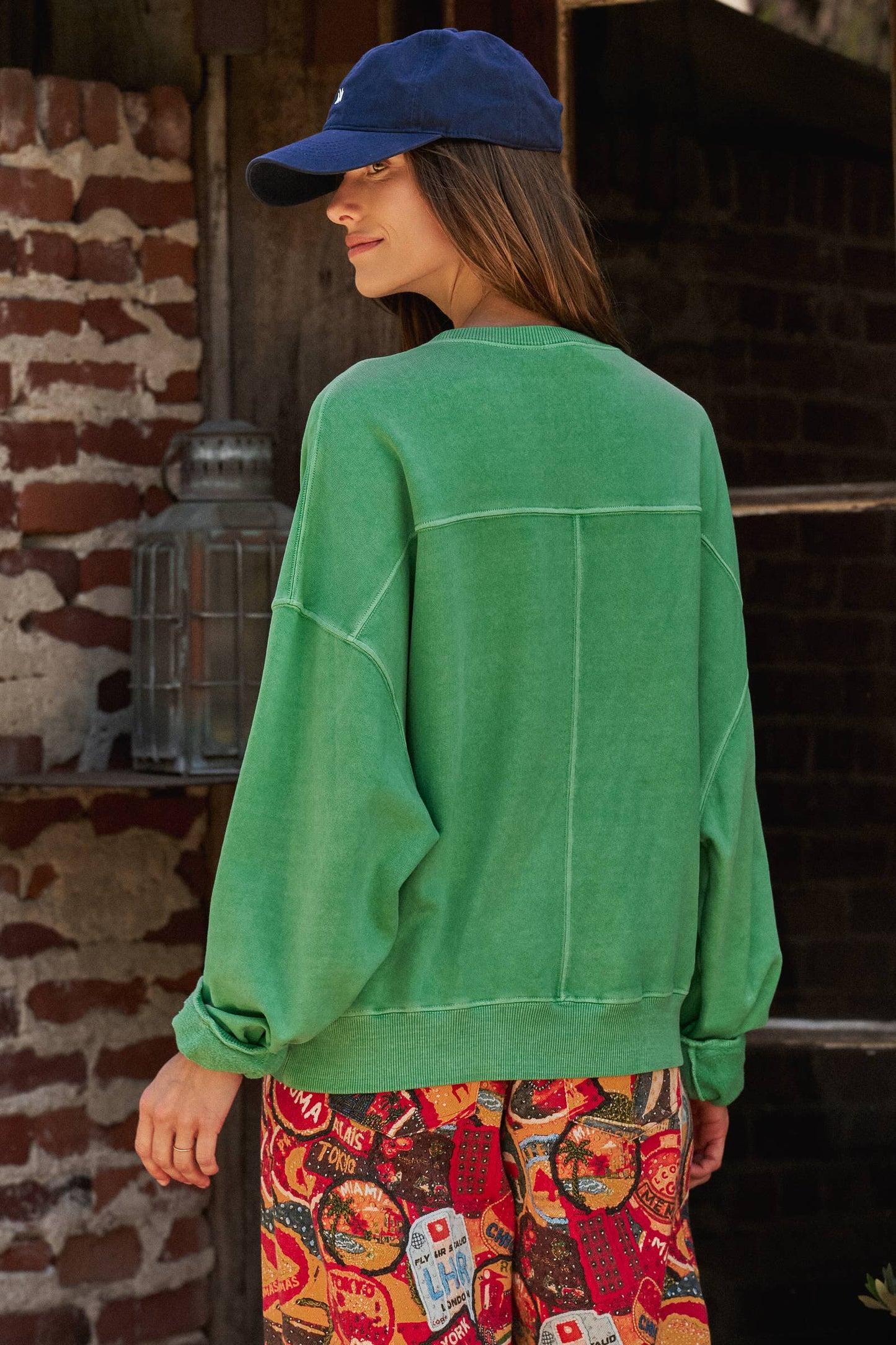 Crew Neck Comfort Washed  Sweatshirt
