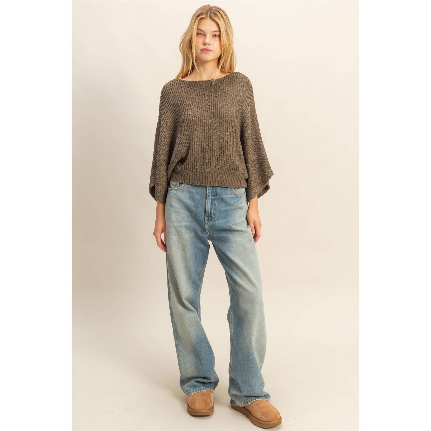 Boat Neck Knit Sweater