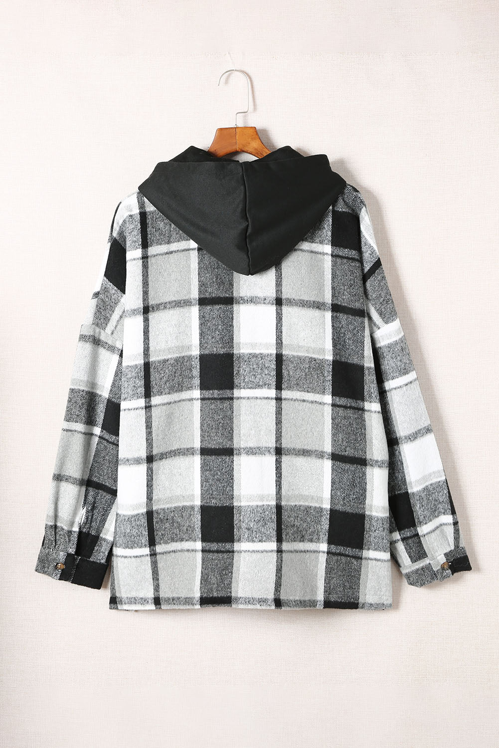 Red Plaid Button Front Hooded Shacket