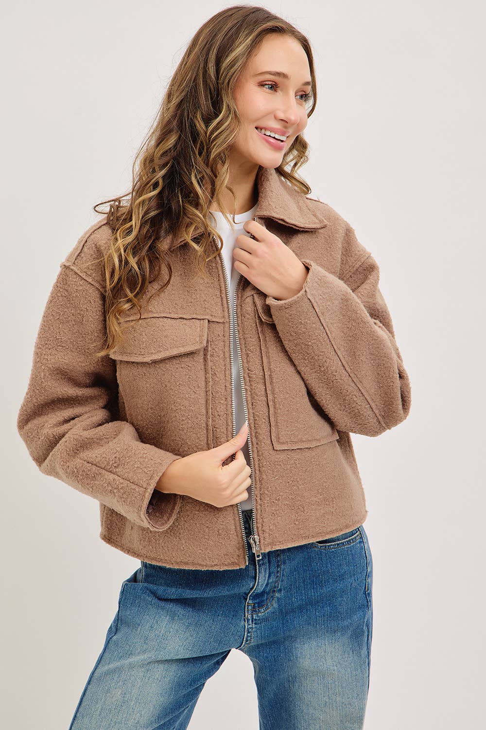 TEXTURED BOMBER JACKET/OUTERWEAR