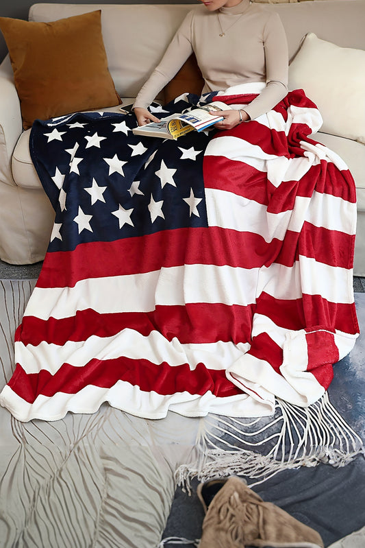 Fiery Red American Flag Bed Sofa Blanket 150*200cm