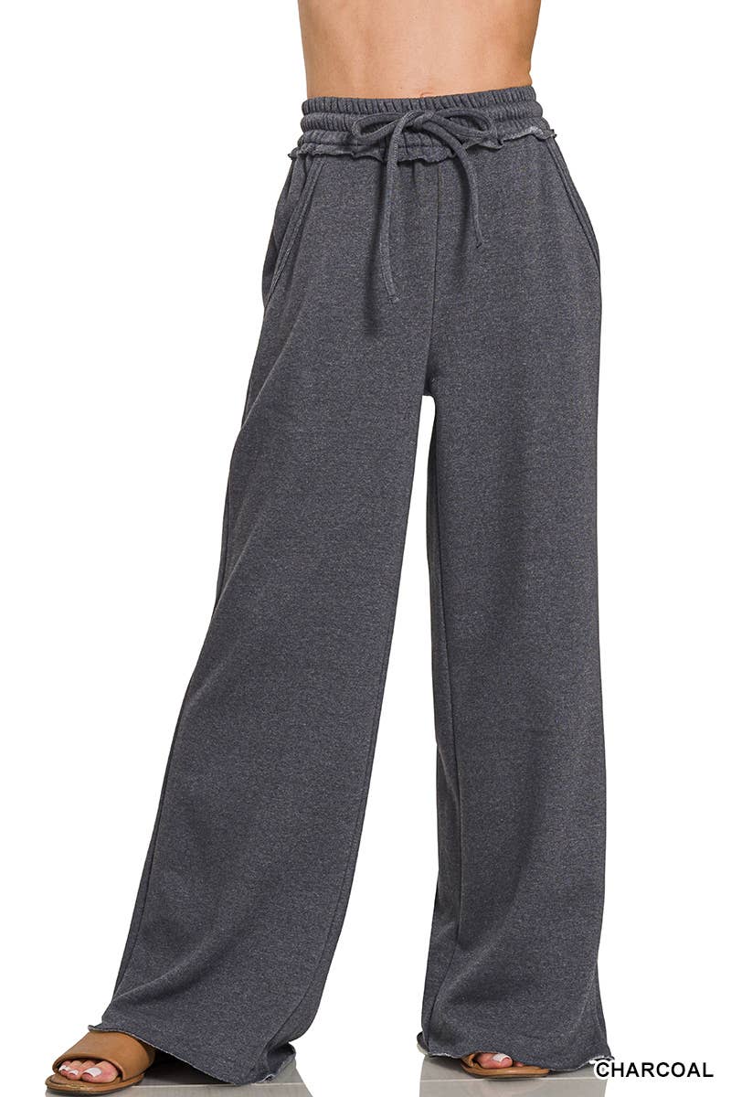 Fleece Exposed Seam Wide Leg Sweatpants