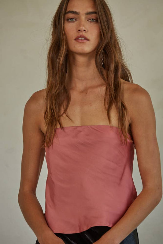 Woven Polyester Satin Tube Strapless Top