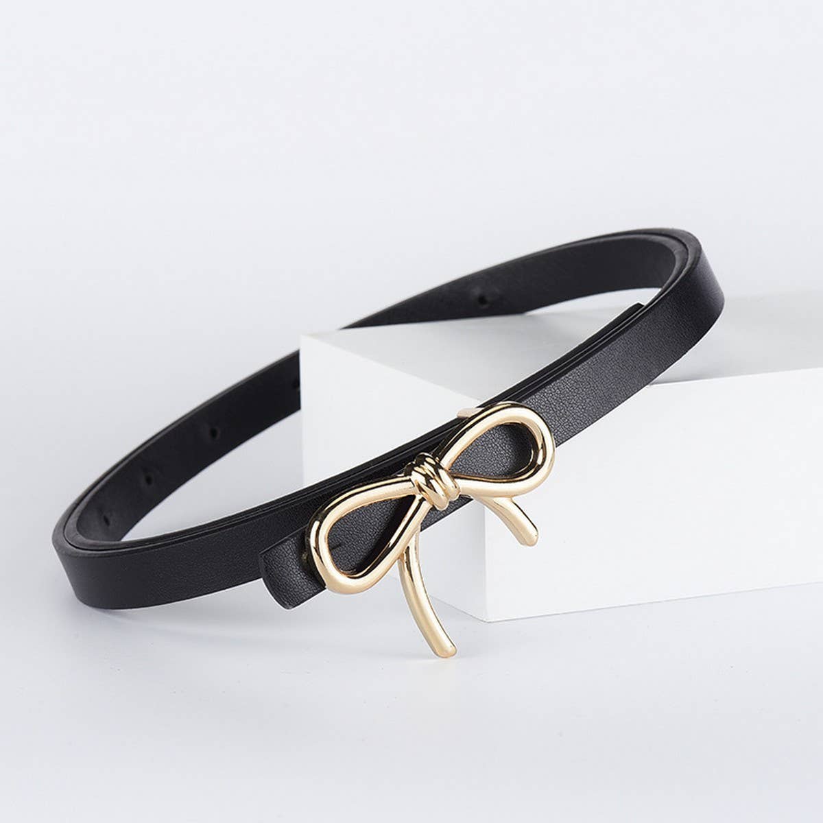 Bow PU Leather Skinny Belt | Elegant Waist Cinche