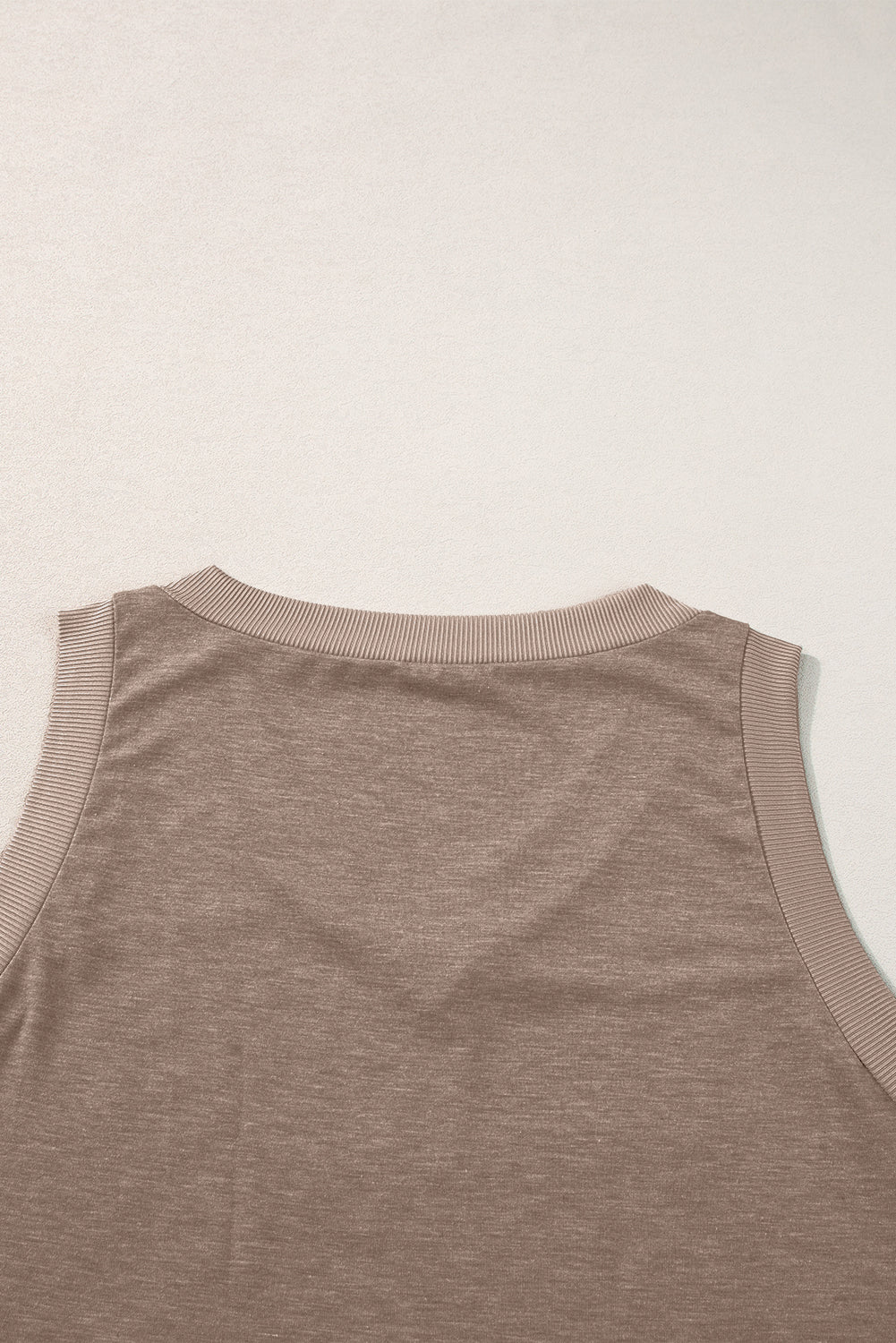 Gray Contrast Trim V-Neck Loose Fit Tank Top