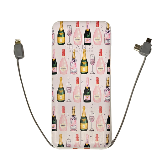 8,000mAh Portable Charger with Built-In Cables – Champagne