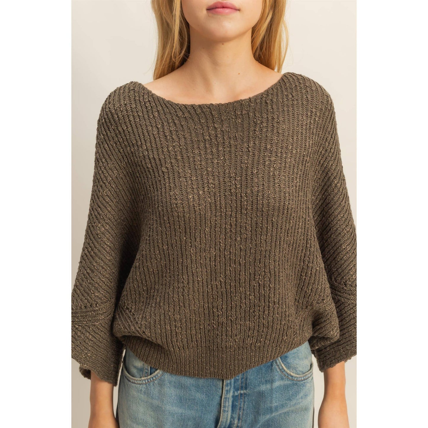Boat Neck Knit Sweater