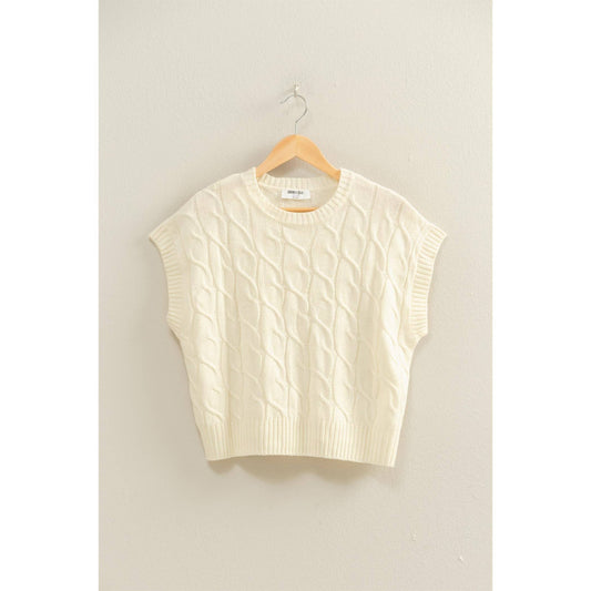 Sleeveless Oversized Cable Knit Sweater Vest