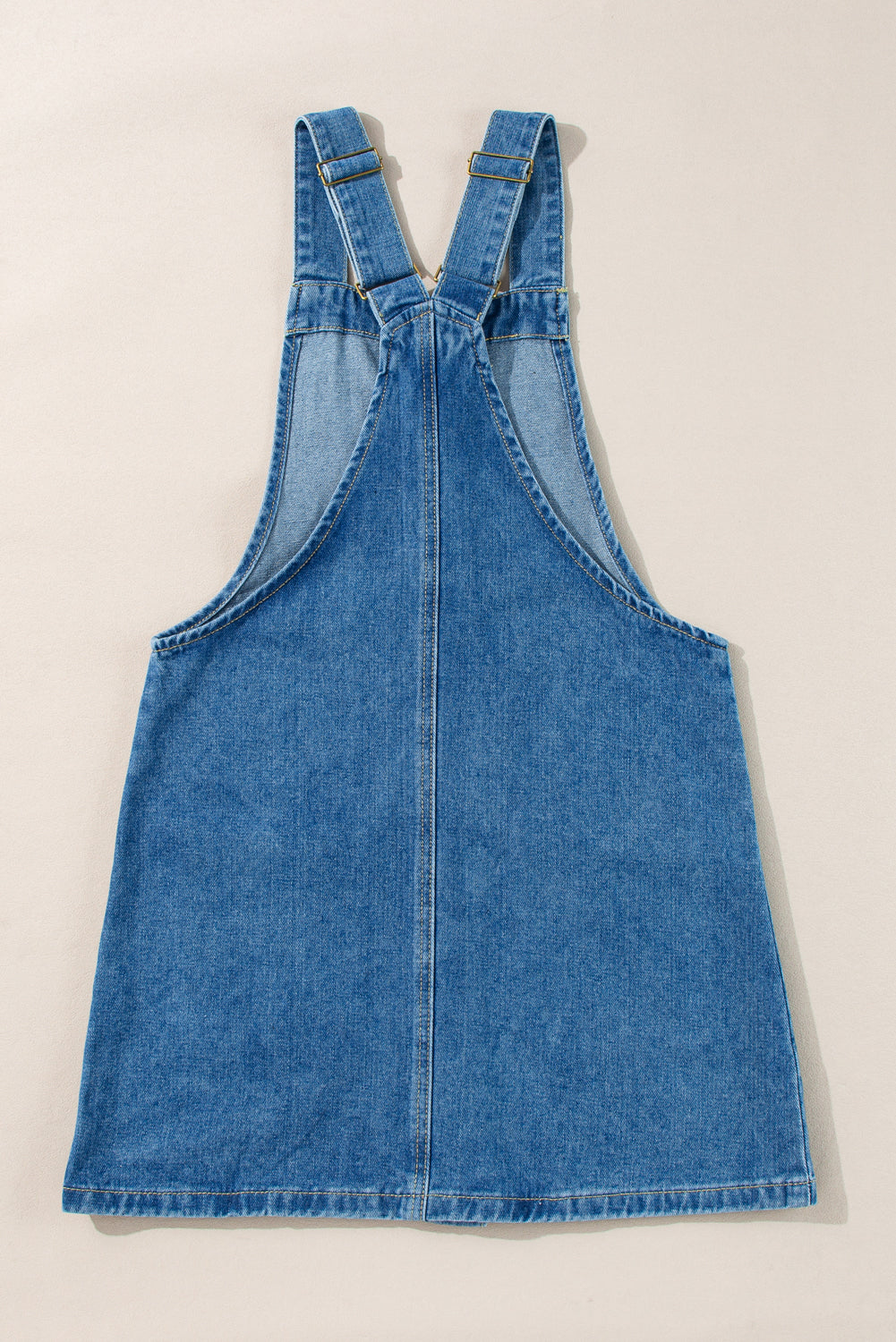 Beau Blue Wide Strap Button Front Pocketed Denim Short Dress