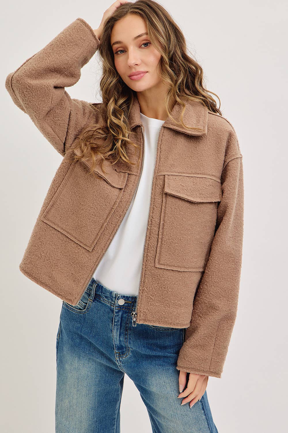 TEXTURED BOMBER JACKET/OUTERWEAR