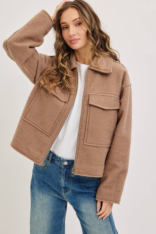 TEXTURED BOMBER JACKET/OUTERWEAR