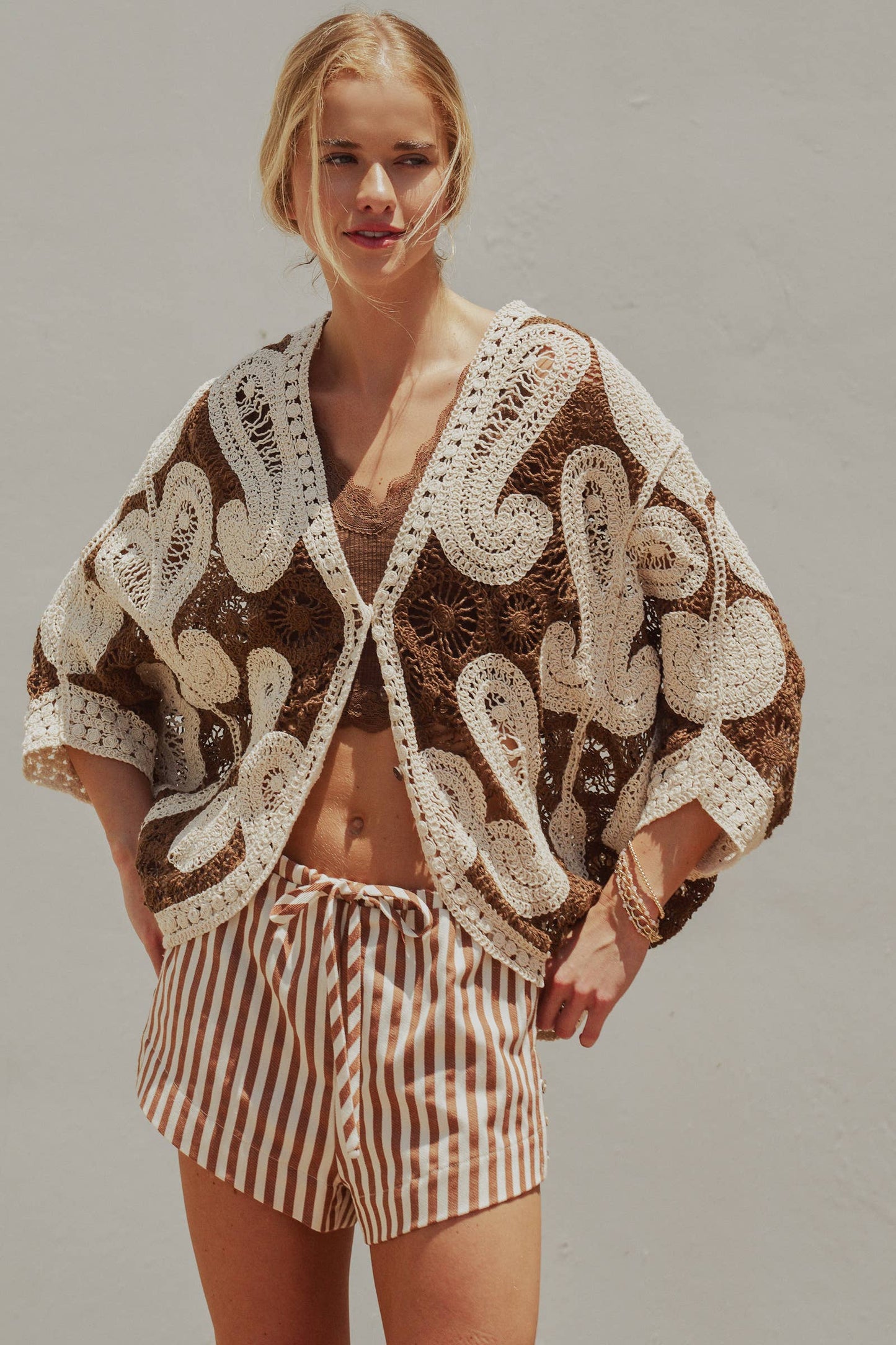 Retro Striped Side-Button Lounge Shorts