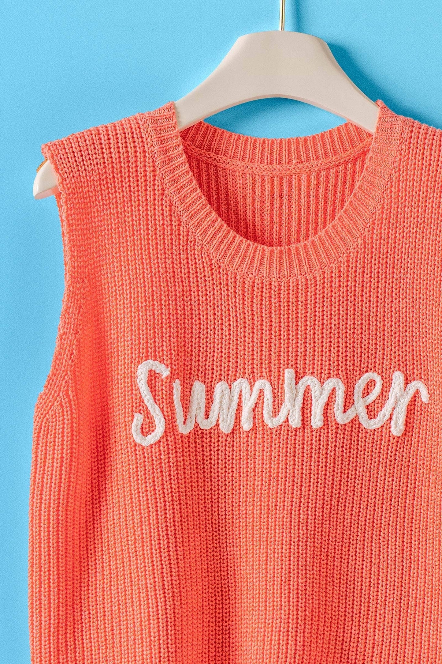 "Summer" Script Embroidered Knit Tank Top