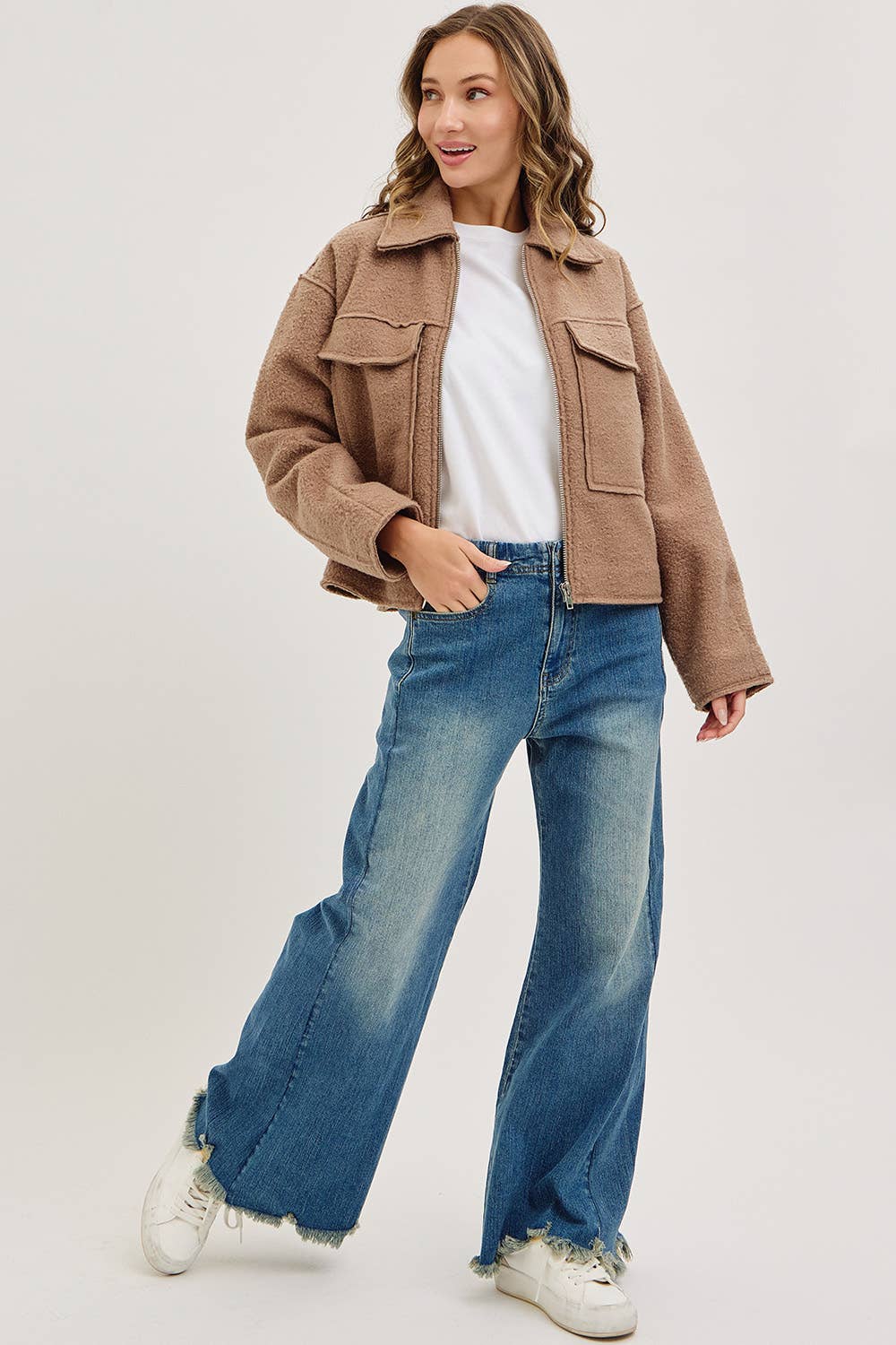 TEXTURED BOMBER JACKET/OUTERWEAR