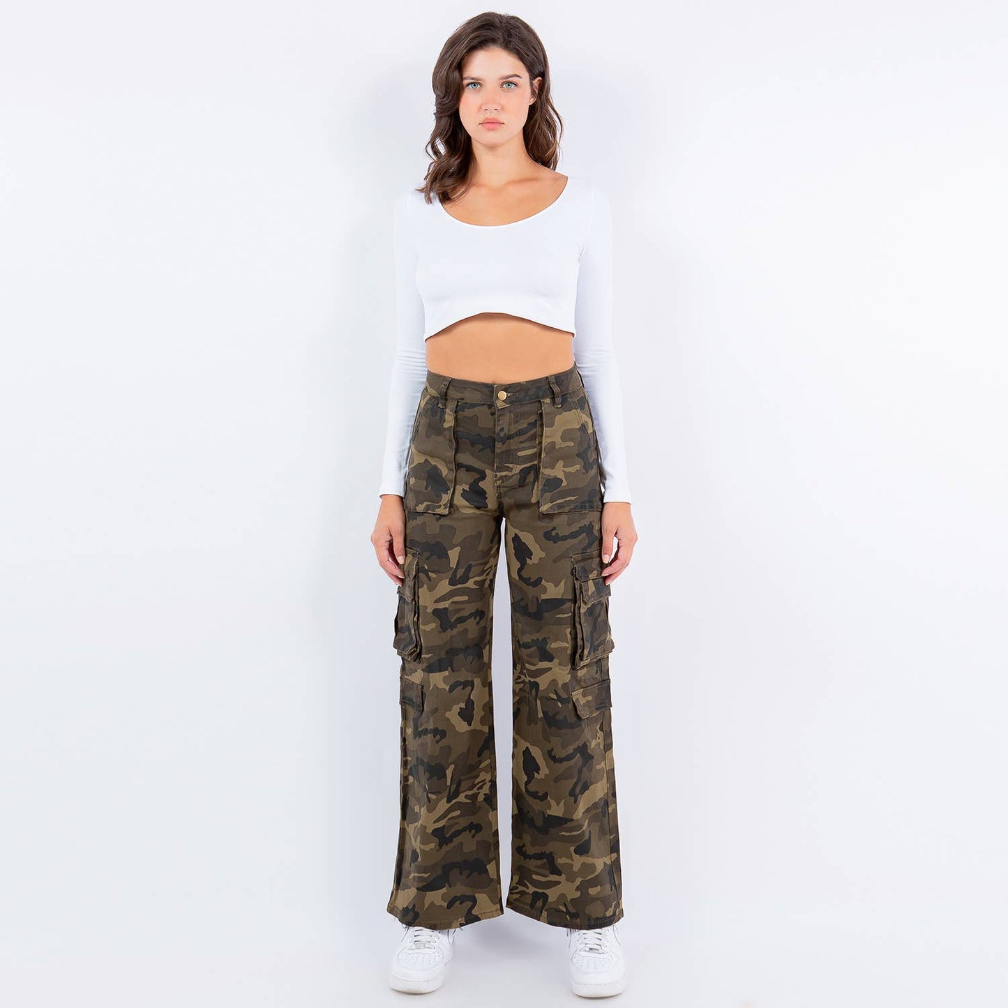 HIGH WAIST STRAIGHT CARGO PANTS-RJH30306CM