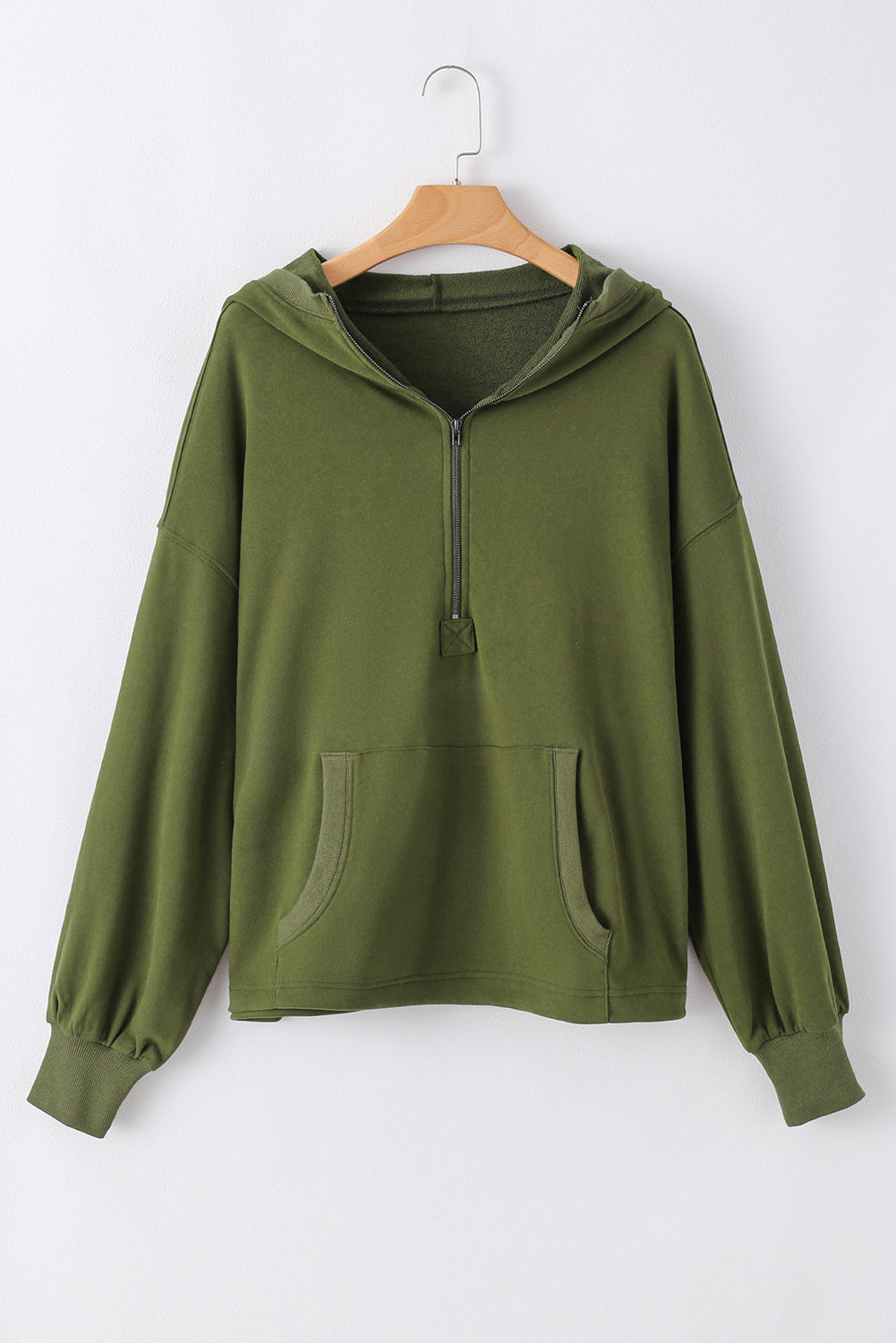 Parchment Kangaroo Pocket Half Zipper Oversized Hoodie