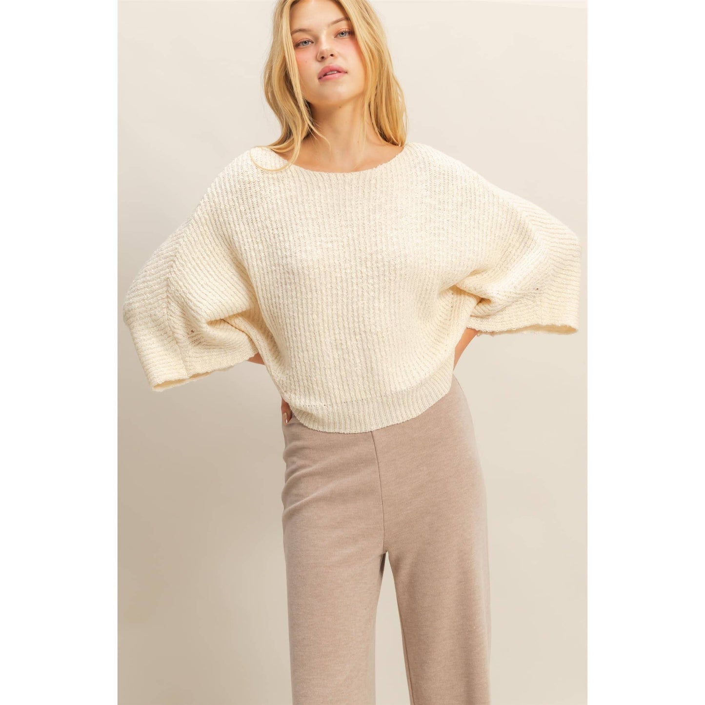Boat Neck Knit Sweater
