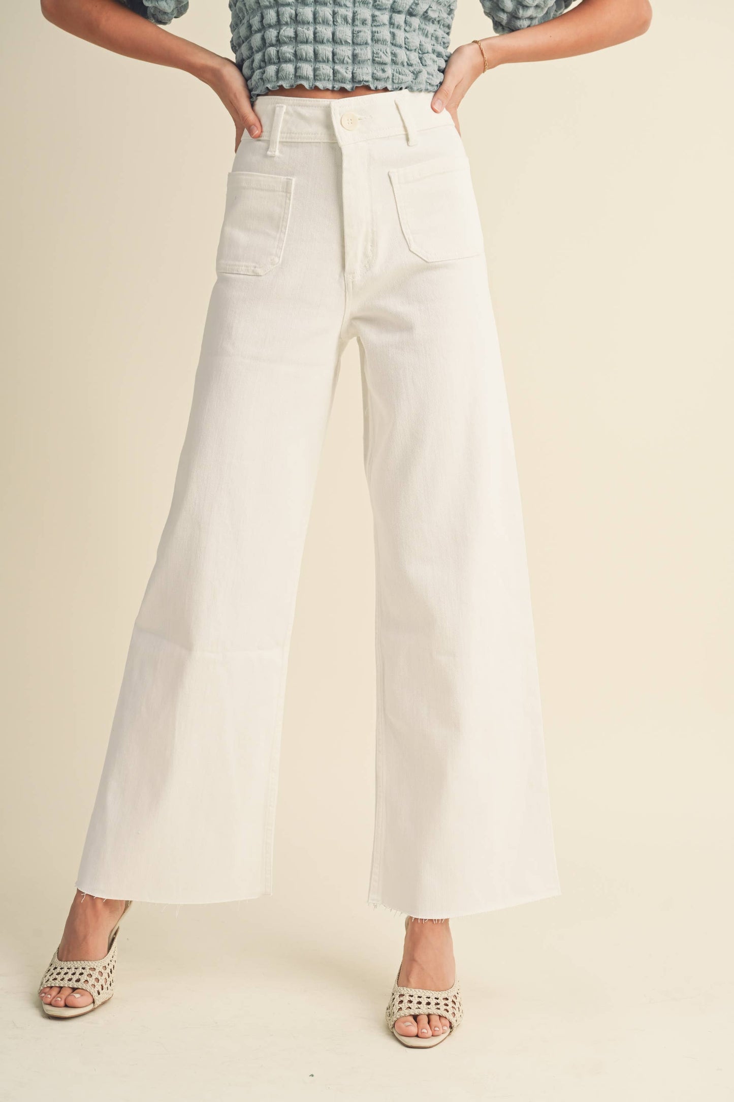 MMP1913   STRAIGHT WIDE LEG PANTS WITH FRONT POCKET