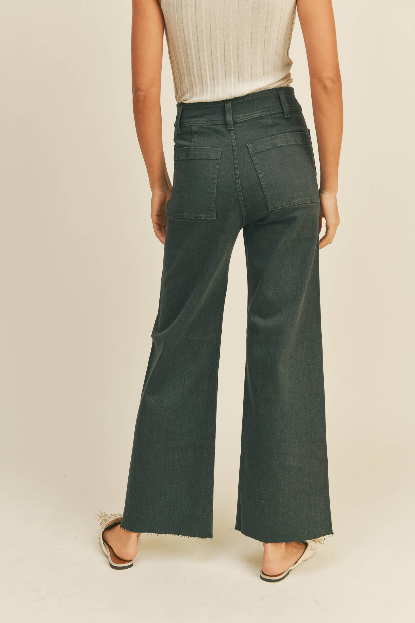 MMP1913   STRAIGHT WIDE LEG PANTS WITH FRONT POCKET