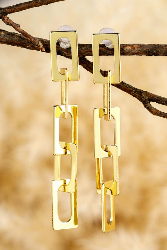 Gold Minimalist Chain Connect Alloy Dangle Earrings