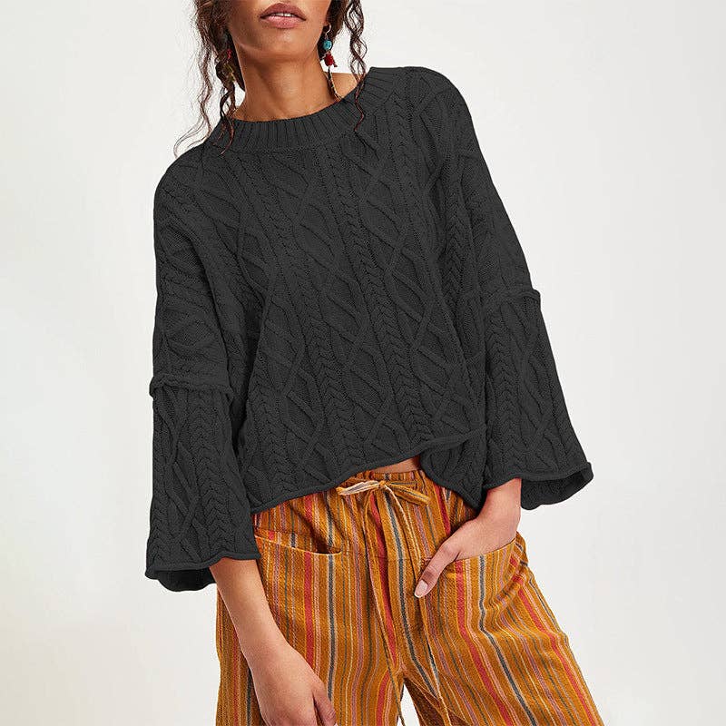 Cropped Cable Knit Sweater