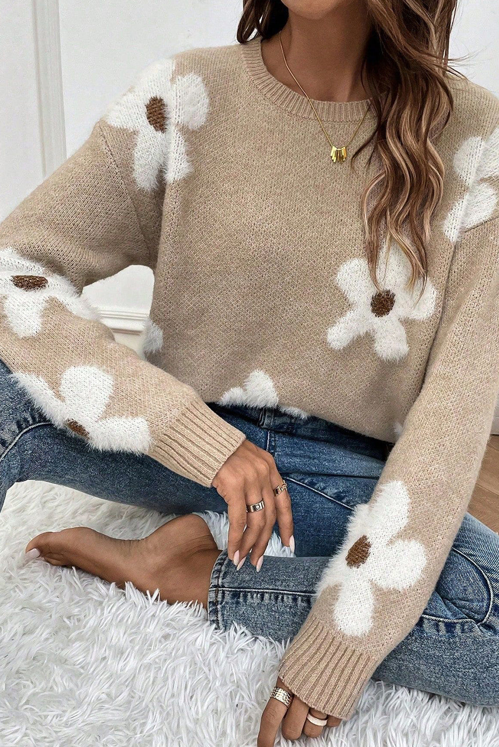 Parchment 60s Daisy Flower Knit Sweater