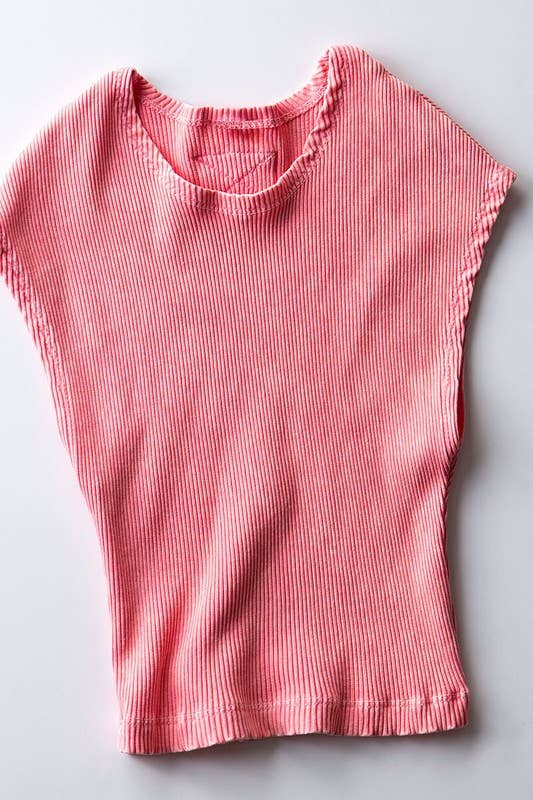 Ribbed Knit Crop Short Sleeve Fitted Casual Spring Top