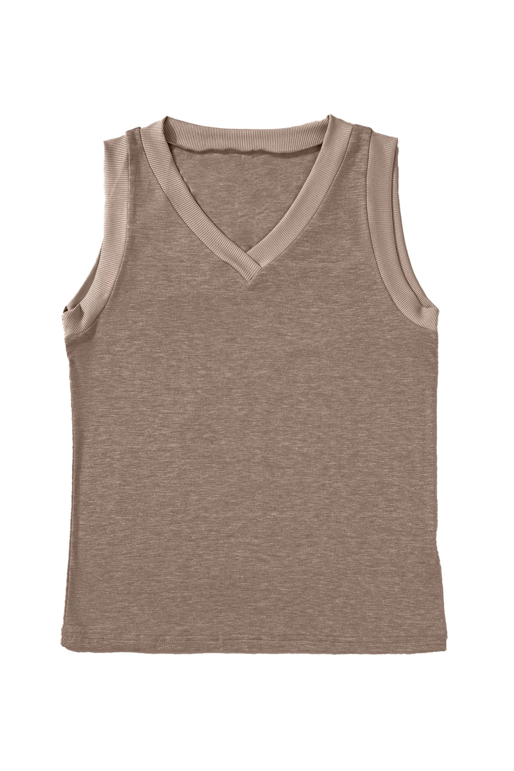 Gray Contrast Trim V-Neck Loose Fit Tank Top