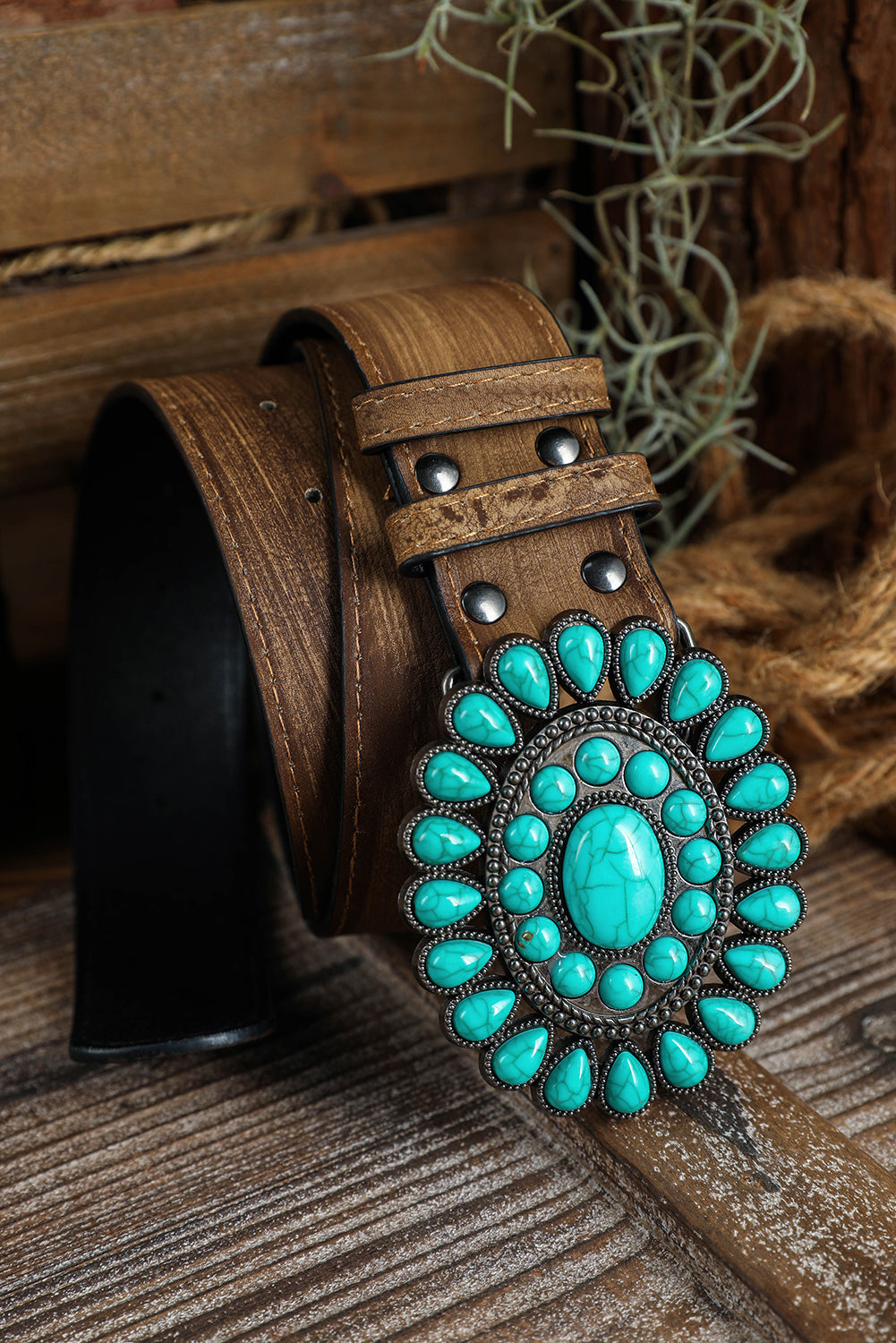 Light Blue Boho Turquoise Decor Wide Belt