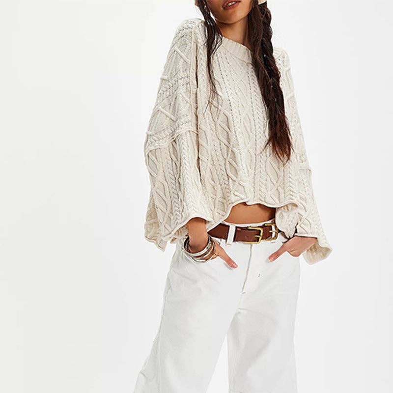 Cropped Cable Knit Sweater