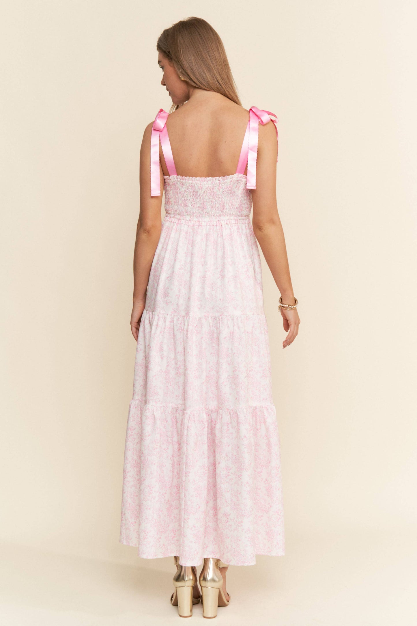 Empire Neck Line Floral Tiered Maxi Dress