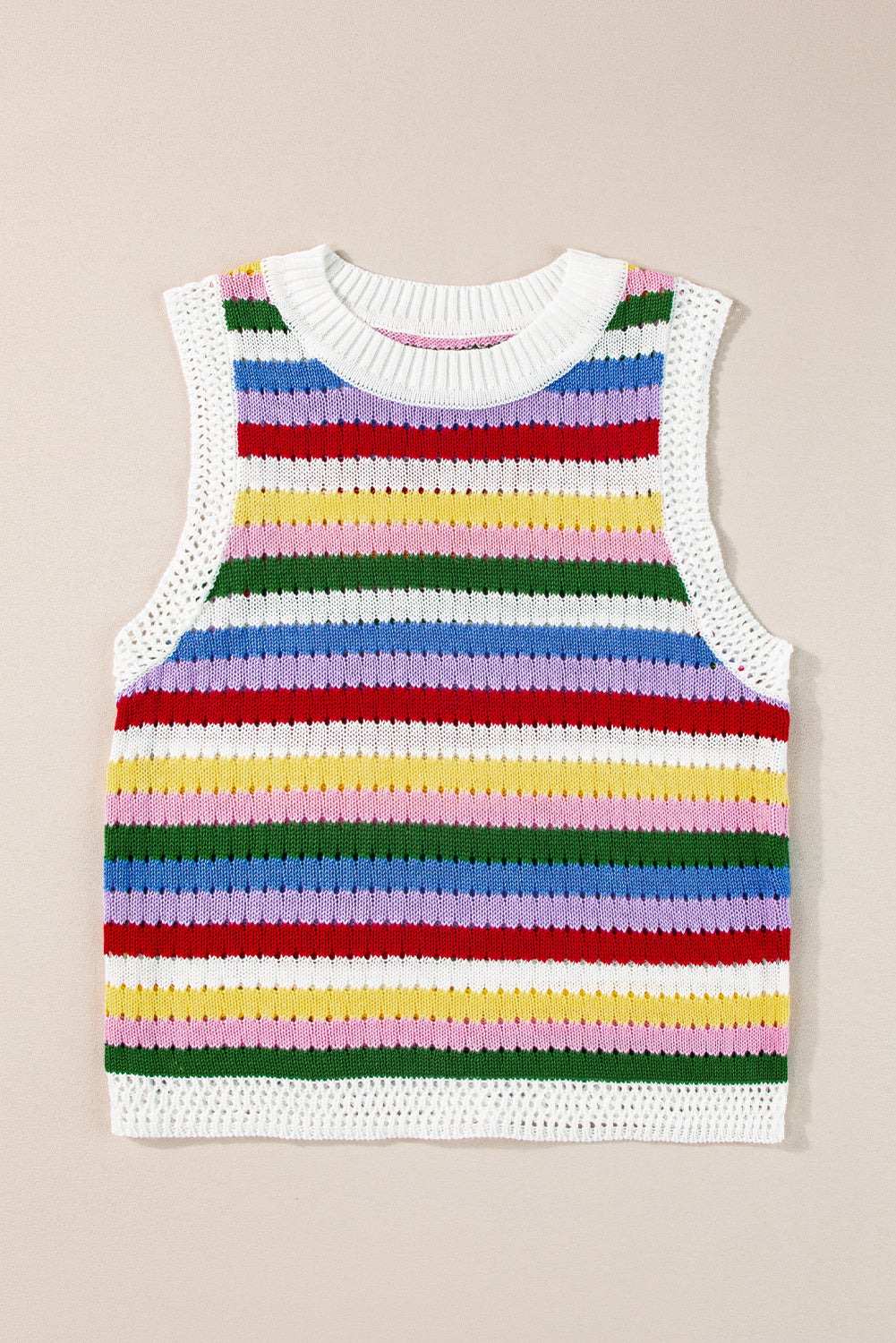 Multicolour Striped Cutout Knit Tank Top