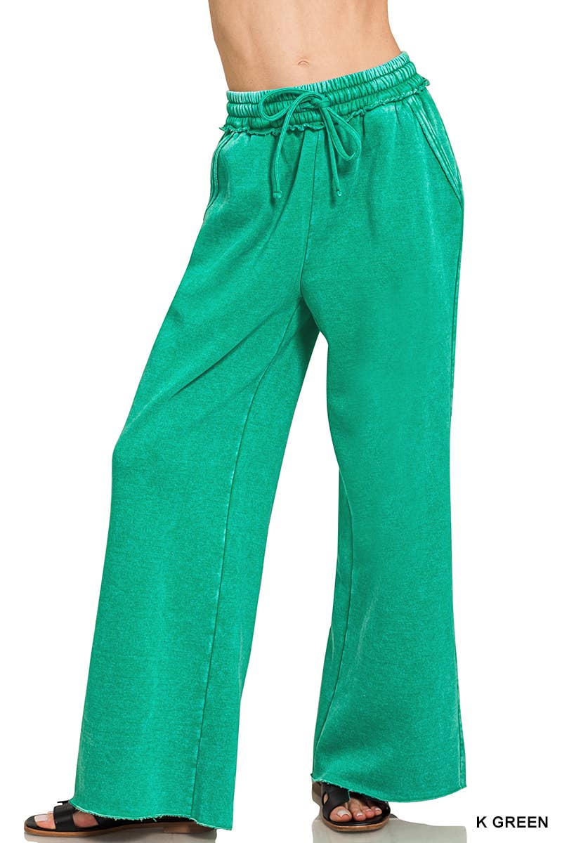 Acid Wash Fleece Sweatpants With Pockets