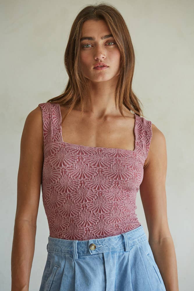 Knit Modal Nylon Spandex Seamless Jacquard Tank
