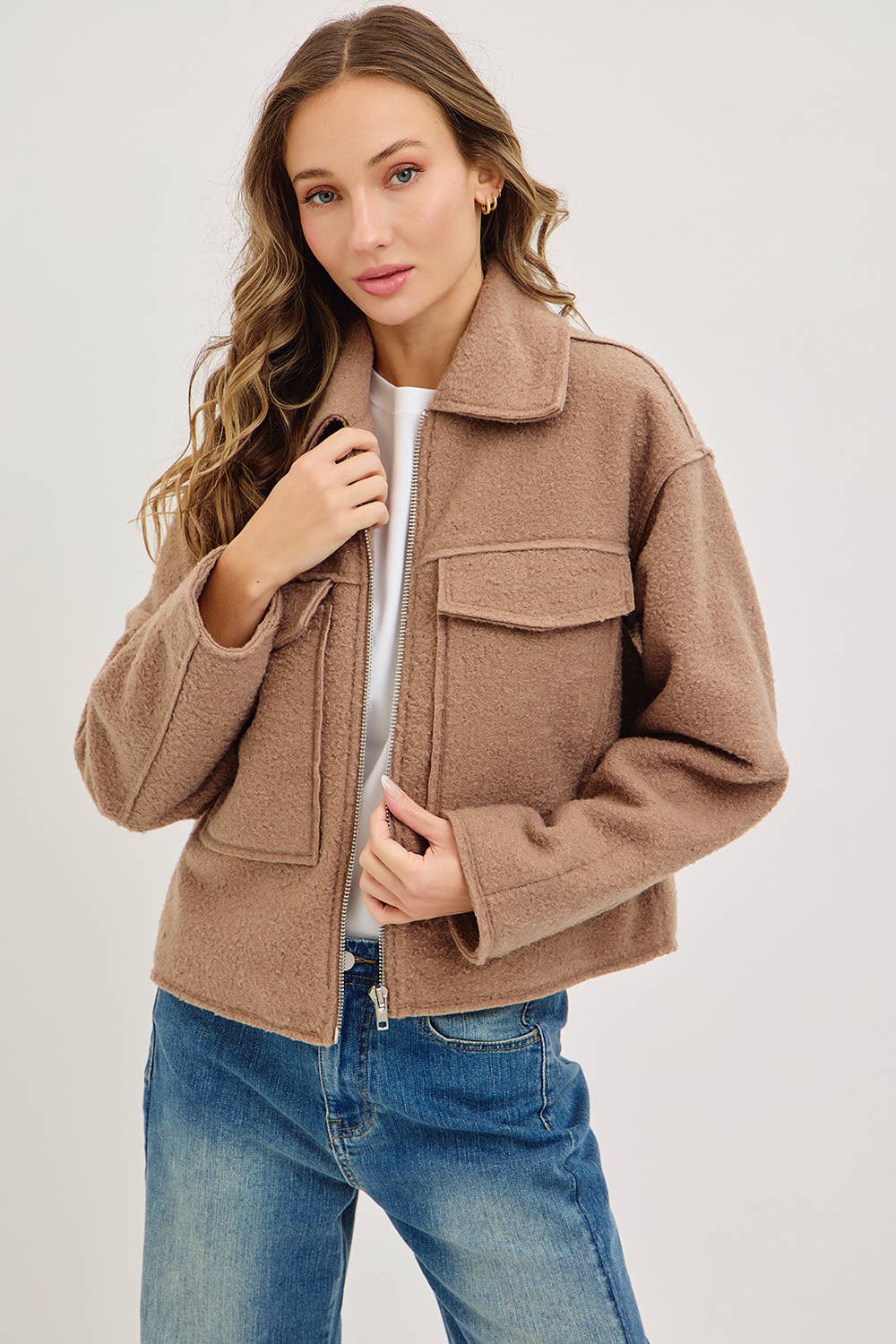 TEXTURED BOMBER JACKET/OUTERWEAR