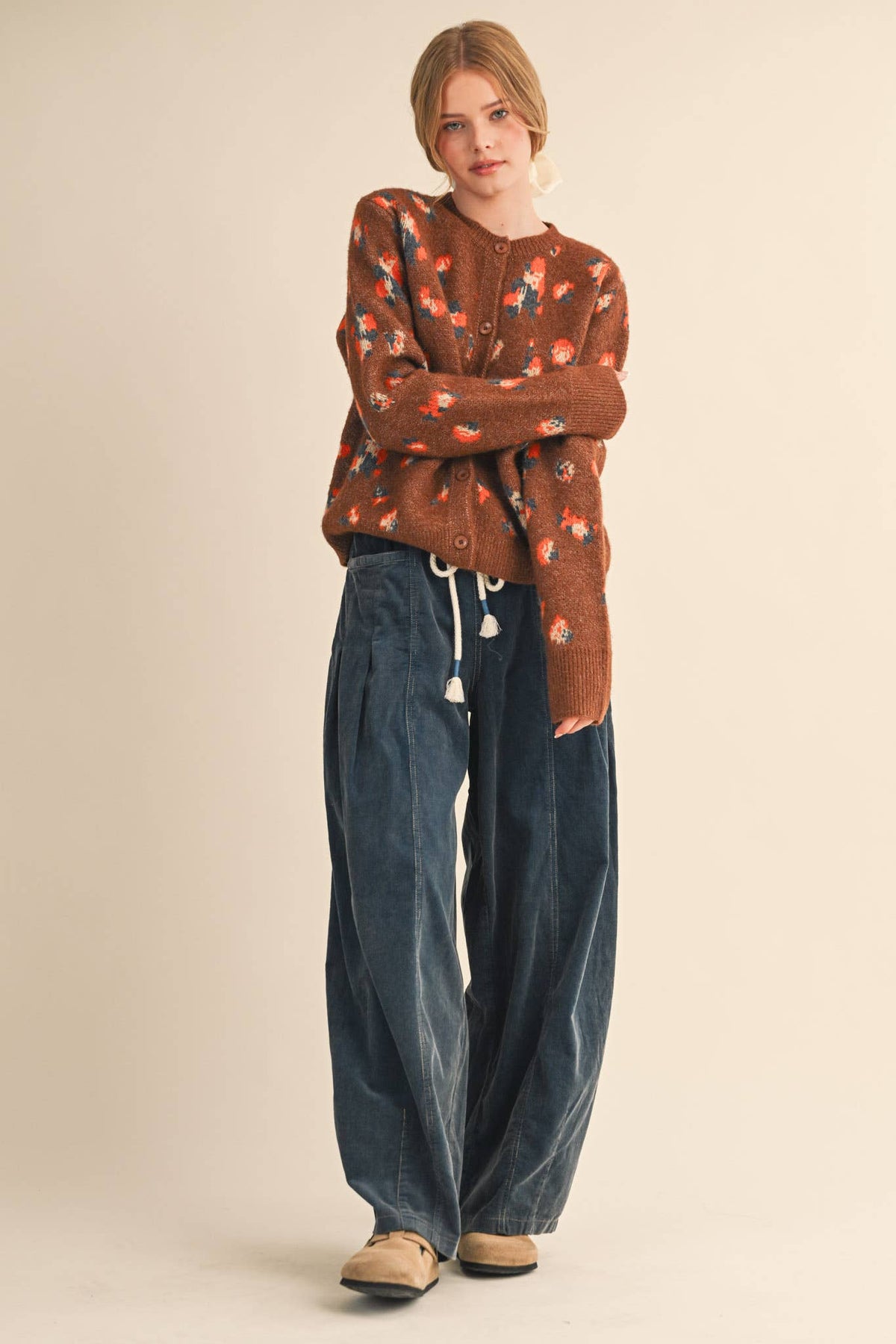 WASHED CORDUROY PLEATED BARREL PANTS MP4155
