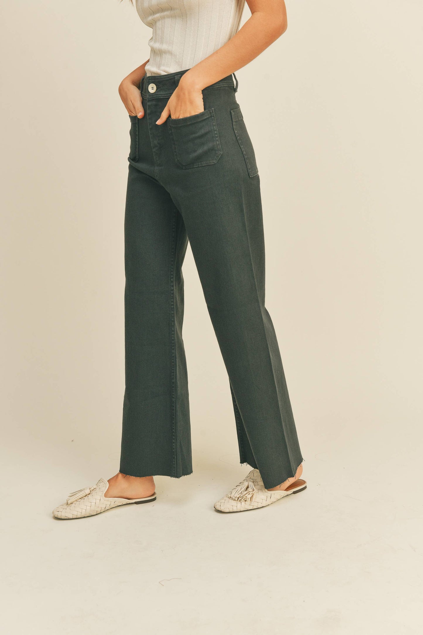 MMP1913   STRAIGHT WIDE LEG PANTS WITH FRONT POCKET