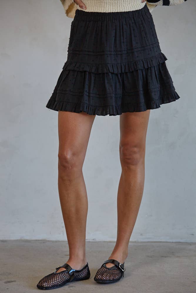 Woven 100% Cotton Tiered Ruffle Detail Mini Skort