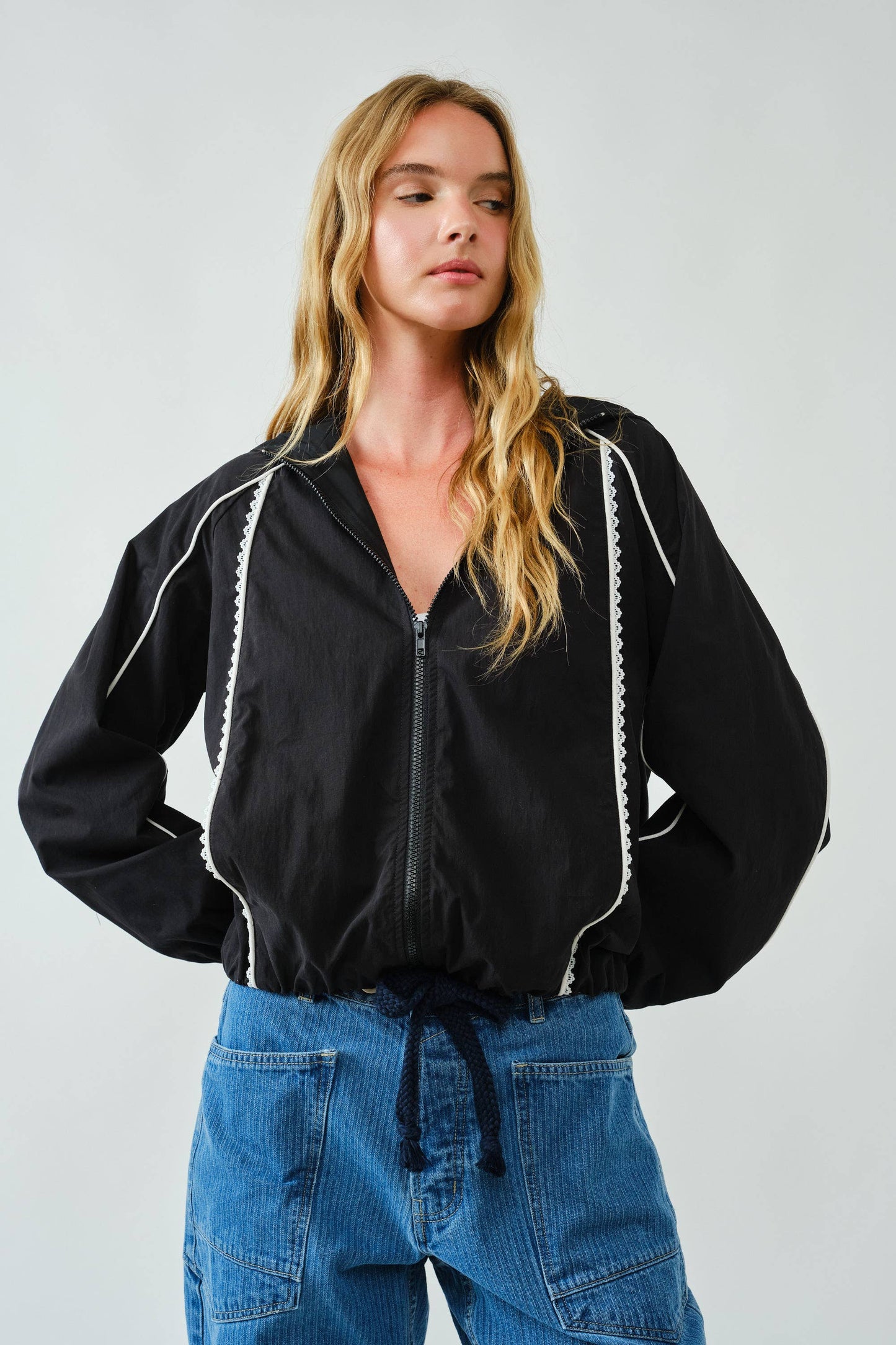 LACE TRIM ACTIVE RAINCOAT JACKET