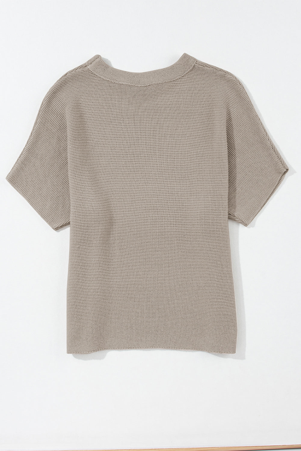 Apricot Mock Neck Short Batwing Sleeve Sweater