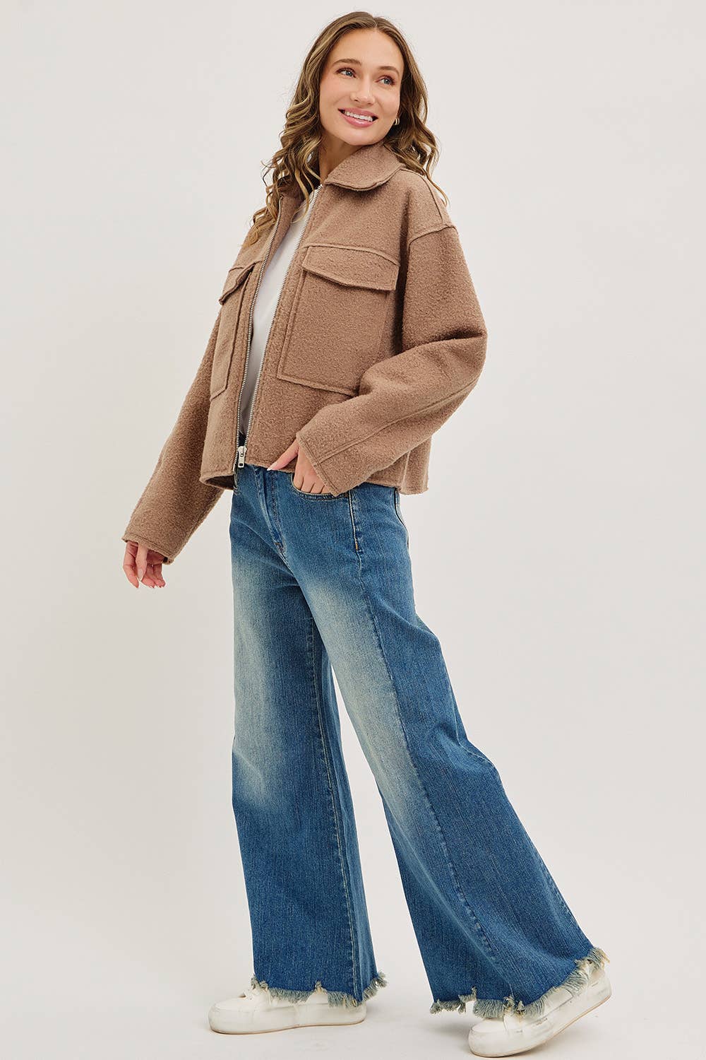 TEXTURED BOMBER JACKET/OUTERWEAR